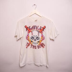 Play It To The Bone Vintage Baseball T Shirt White Size M